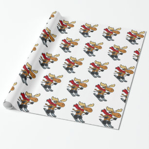 Moose is skating at winter   choose back colour wrapping paper