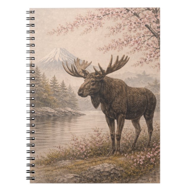 Moose Japanese Landscape Notebook, Wildlife Fusion Notebook (Front)