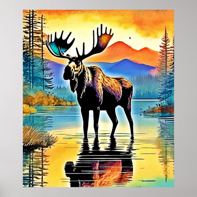 Moose Lake Sunset Majesty Poster (Front)