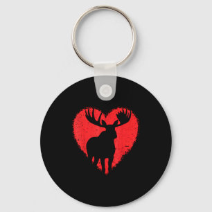 Moose Lover Valentines Day Cute Red Heart Wild Ani Key Ring