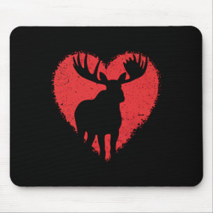 Moose Lover Valentines Day Cute Red Heart Wild Ani Mouse Pad