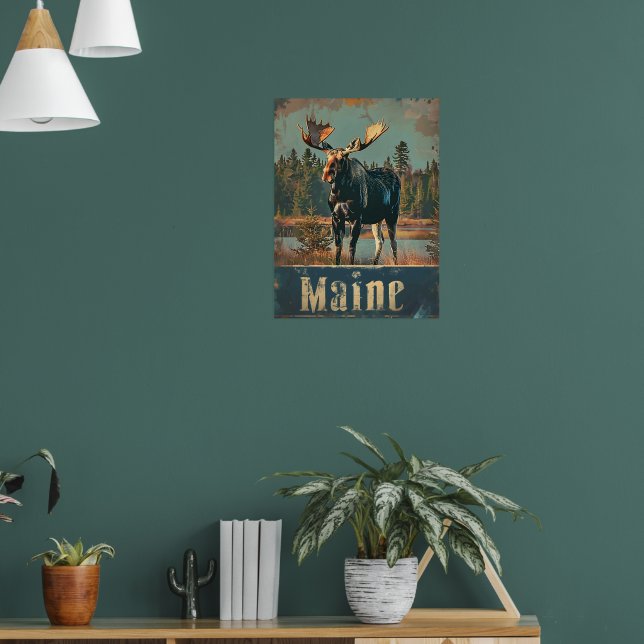 Moose Maine Vintage Poster (Living Room 1)