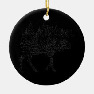 Moose Nature Alaska Hiking Fishing Camping Ceramic Tree Decoration