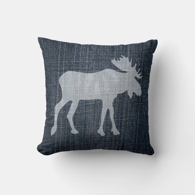 Moose on Denim Cushion (Front)