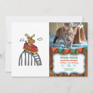 Moose on Roller Coaster   choose background colour Invitation