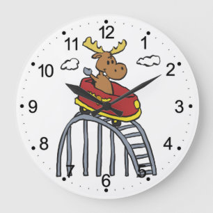 Moose on Roller Coaster choose background colour Large Clock