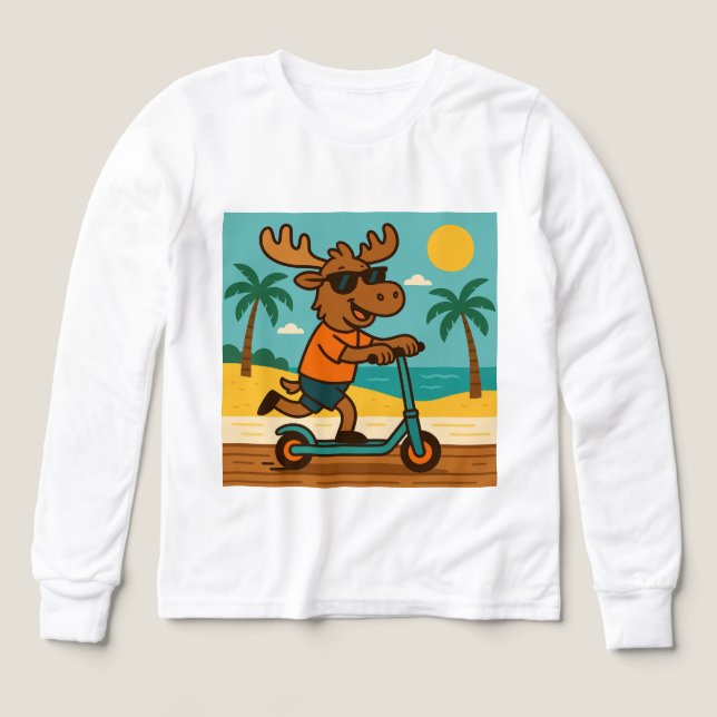 Moose on the Loose – Beach Adventure T-Shirt for K (Design Front)