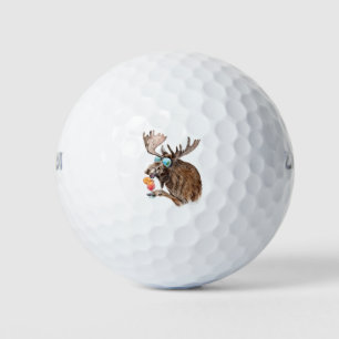 Moose on Vacation Golf Balls