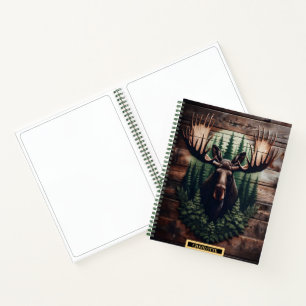 Moose portrait in a dusky forest notebook