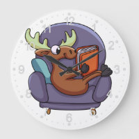 Moose reading a book on a sofa | choose back color