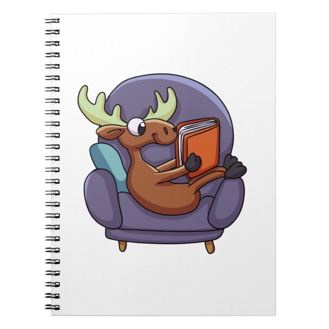 Moose reading a book on a sofa | choose back colou (Front)