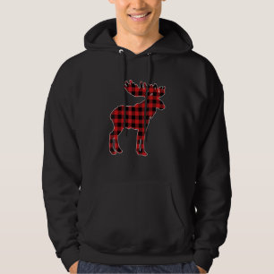 Moose Red Buffalo Plaid Christmas Matching Pajama Hoodie