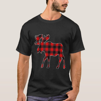 Moose Red Buffalo Plaid Matching Pajama Family Gif T-Shirt