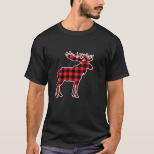 Moose Red Buffalo Plaid Matching Pajama Family T-Shirt