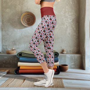 Moose Red Maple Leaves Capri Leggings