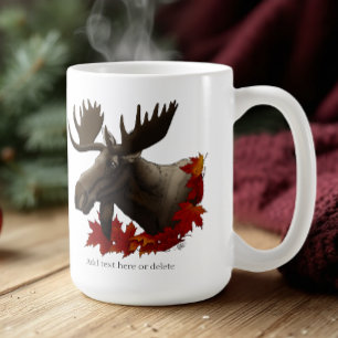 Moose Red Maple Leaves Coffee Mug
