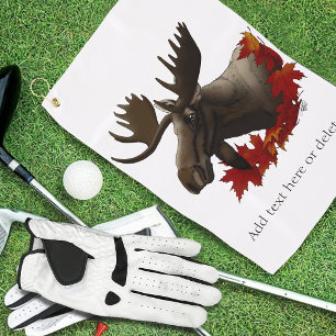Moose Red Maple Leaves  Golf Towel