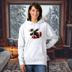 Moose Red Maple Leaves Hoodie