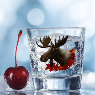 Moose Red Maple Leaves Shot Glass