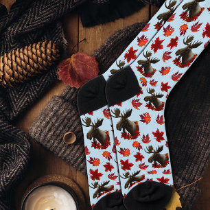 Moose Red Maple Leaves  Socks