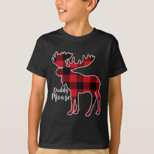 Moose Red Plaid Buffalo Matching Family Pajama  T-Shirt
