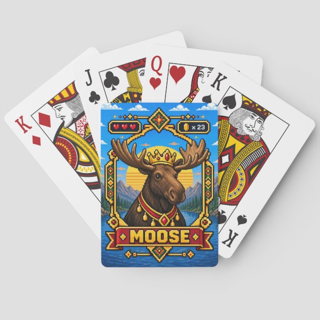 Moose Retro 8-Bit Pixel Art Playing Cards (Back)