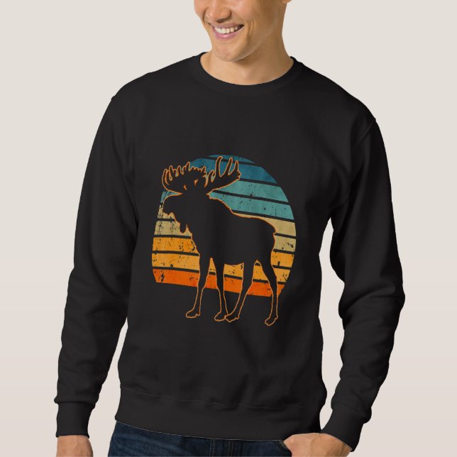 Moose Retro Vintage 80s Style Canada Animal Sweatshirt (Front)