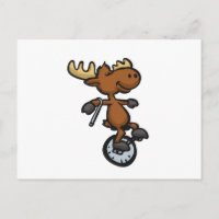 Moose riding unicycle | choose background colour