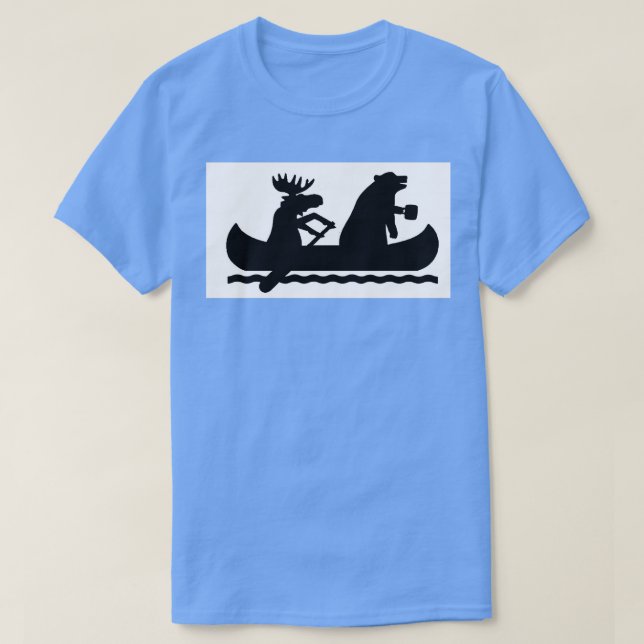 Moose Rowing Bear with Coffee Canoe T-Shirt (Design Front)