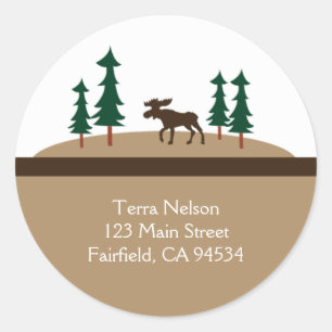 MOOSE Rustic Lodge Return Address Stickers