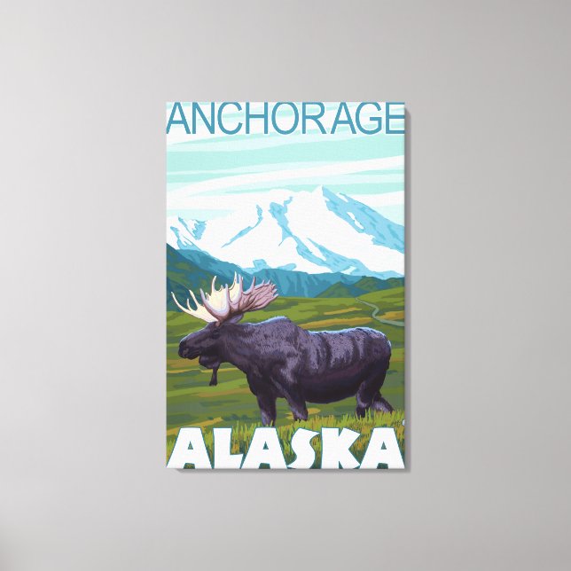 Moose Scene - Anchorage, Alaska Canvas Print (Front)
