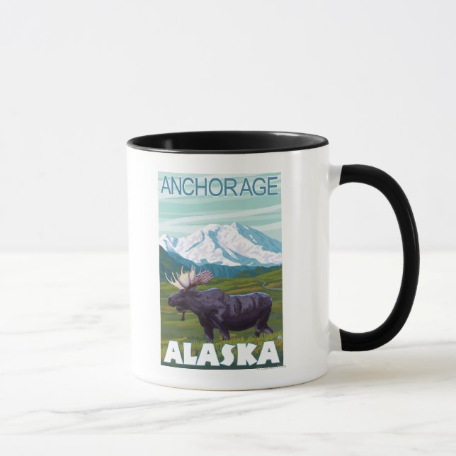 Moose Scene - Anchorage, Alaska Mug (Right)