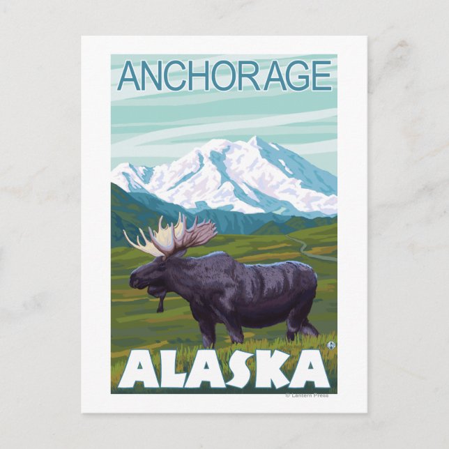 Moose Scene - Anchorage, Alaska Postcard (Front)