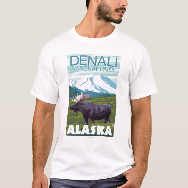Moose Scene - Denali National Park, Alaska T-Shirt (Front)