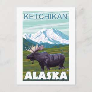 Moose Scene - Ketchikan, Alaska Postcard