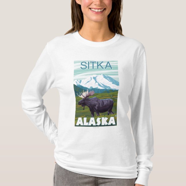 Moose Scene - Sitka, Alaska T-Shirt (Front)
