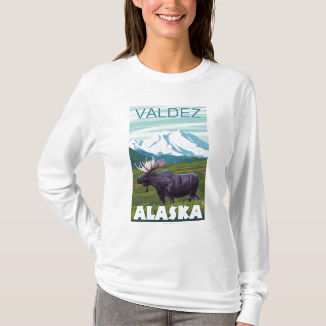 Moose Scene - Valdez, Alaska T-Shirt (Front)