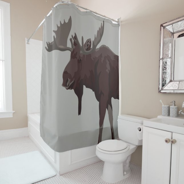 Moose Shower Curtain Canada Moose Bath Decor (In Situ)