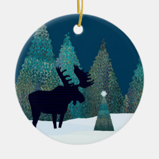 Moose Silent Night Wonder Ceramic Tree Decoration