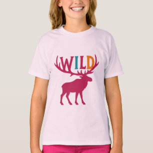 Moose silhouette art with wild antler typography T-Shirt
