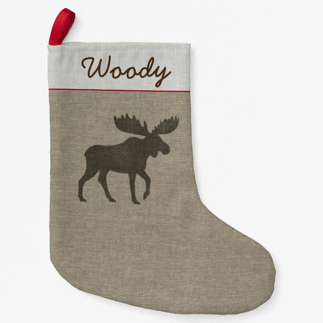 Moose Silhouette Country Wildlife Personalised Small Christmas Stocking (Front)