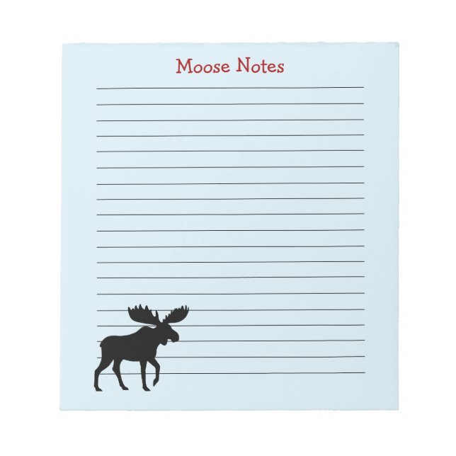Moose Silhouette Custom Wildlife Lined Notepad (Front)