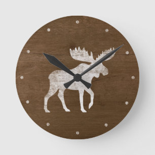 Moose Silhouette Round Clock
