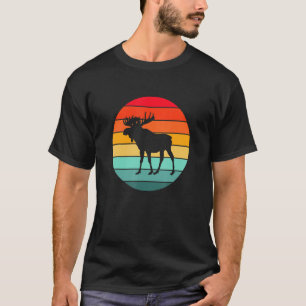 Moose Silhouette Sunset Circle T-Shirt