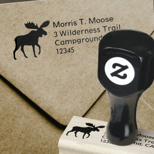 Moose Silhouette Wildlife Return Address Rubber Stamp (Creator Uploaded)