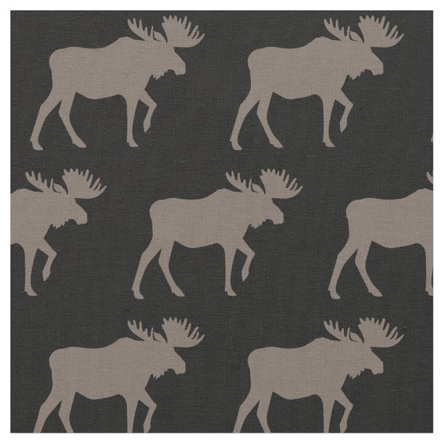 Moose Silhouettes Brown & Black Fabric (Close Up)