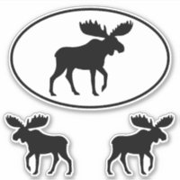 Moose Silhouettes Oval and Die Cut Sticker Set