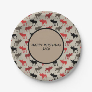 Moose Silhouettes Personalised Paper Plate