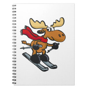Moose skier cartoon choose background colour notebook