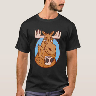 Moose   Sleep Moose With Coffee Moose T-Shirt